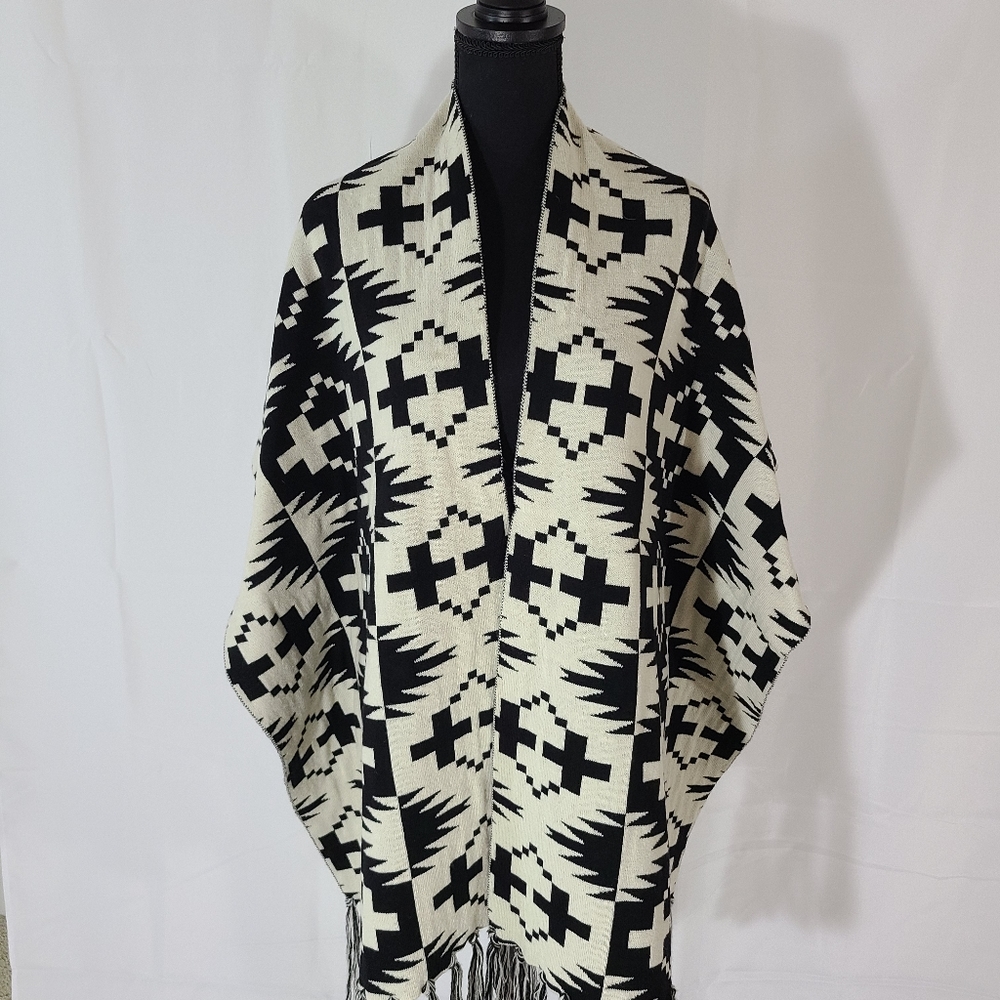 Aztec Print Poncho